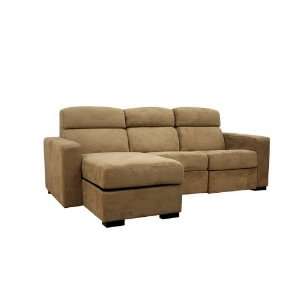 Holcomb Tan Microfiber Reclining Sectional with Storage Chaise Re 