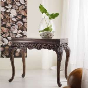  Melange Colston Carved Console Table in Warm Brown 