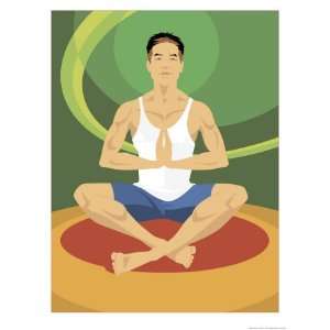  Man Doing Yoga Giclee Poster Print, 9x12