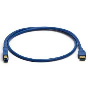  QVS 3ft USB 3.0 Compliant 5Gbps Type A Male to B Male Blue 