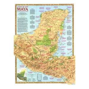  Land Of The Maya Map 1989 Premium Poster Print, 12x16 