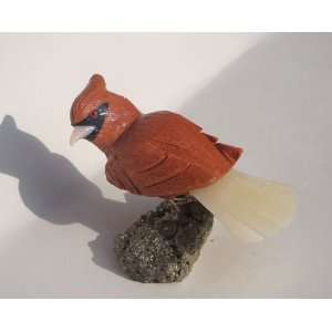  Natural Gemstone Red Jasper Robin Bird Figurine 3.0 
