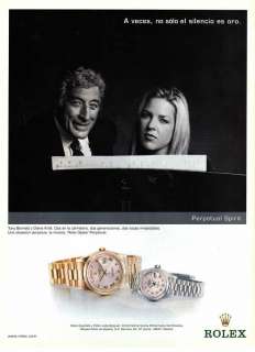 2002 ROLEX TONY BENNETT DIANA KRALL WATCH 1PG PRINT AD  