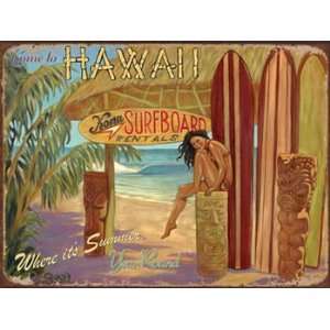  Come to Hawaii Metal Sign Surfing and Tropical Decor Wall 