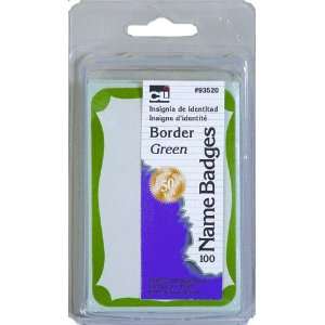 Charles Leonard Labels   Name Badge   3 3/8 x 2 1/4   Border   Green 