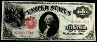US Currency 1917 $1 United States Note Red Scalloped Seal FR 36  