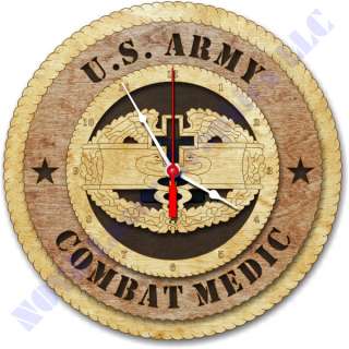 United States Army Combat Medic Badge Birch Wall Clock  