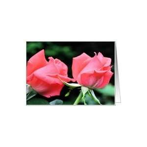  Peach Rosebud Duo Flower Photo Blank Note Card Card 