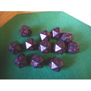  Opaque Black and Red 20 Sided Dice Toys & Games