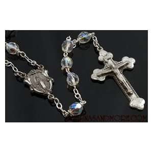   Pewter Rosary With Aurora Borealis Glass Beads Arts, Crafts & Sewing