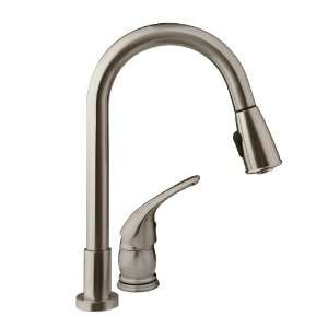 Pull Down Kitchen Faucet with Side Lever  Brushed Satin Nickel Finish 