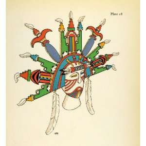   Hopi Ceremonial Tribal Headpiece   Original Lithograph