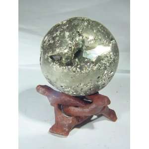  1.8 Natural Iron Pyrite Lapidary Sphere with Stand 