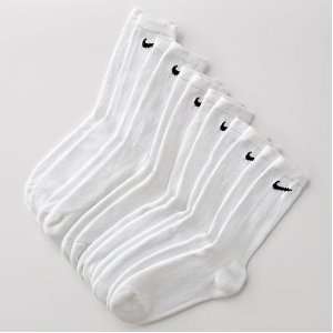   Crew Socks 6 Pair Size Large 8 12   White Made in USA Sports