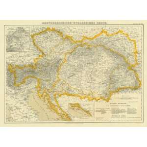   Lang 1870 Antique Map of the Austro Hungarian Empire