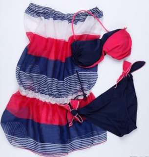   Bikini Set + Cover up Dress Swimsuit Tankini Underwire Padded  