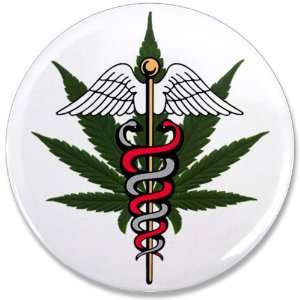  3.5 Button Medical Marijuana Symbol 