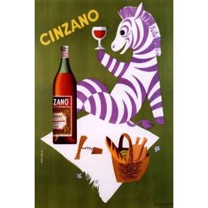  CINZANO ZEBRA PICNIC DRING VINTAGE POSTER REPRO