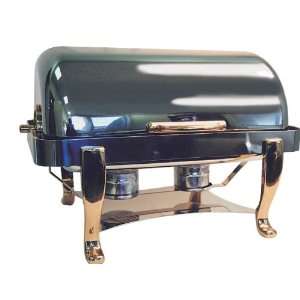 Full Size Stainless Steel 8 Qt Oblong Roll Top Vintage Chafer  
