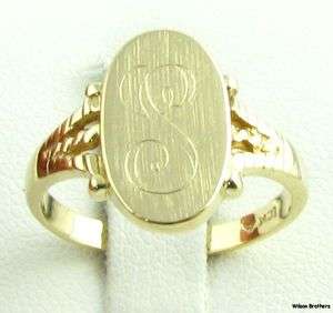   RING   Solid 10k Yellow Gold Engraved Letter Initial S Estate Fashion