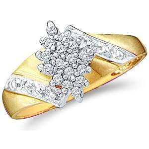 Size   8   10k Yellow and White Two 2 Tone Gold Marquise Shape Center 