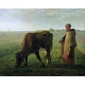     32 x 26 inches   Woman Grazing her Cow 