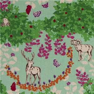  echino canvas fabric stag woodland green from Japan (Sold 