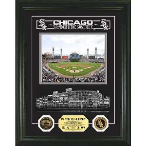  White Sox U.S. Cellular Field Archival Etched Glass w/ Two Gold Coins