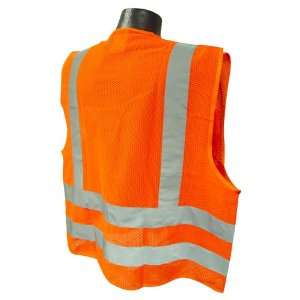 Safety Vest Class 2 Mesh Hi Viz Orange 4 Pockets Reflective Tape 3 XL