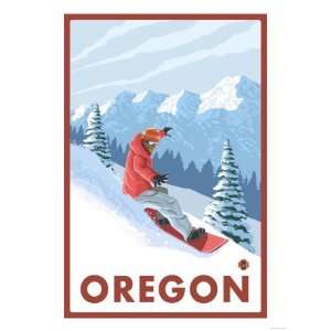  Snowboarder Scene, Oregon Giclee Poster Print, 30x40