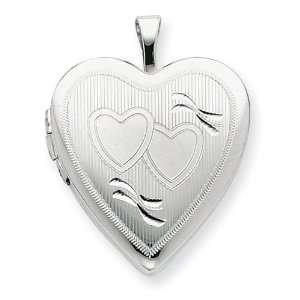  Sterling Silver 20mm Double Hearts Heart Locket Jewelry