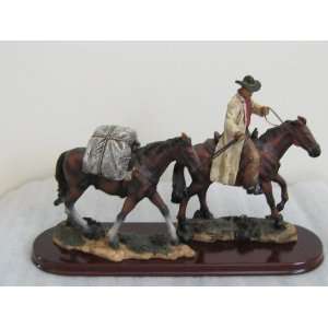  COWBOY on HORSEBACK WITH PACK HORSE 