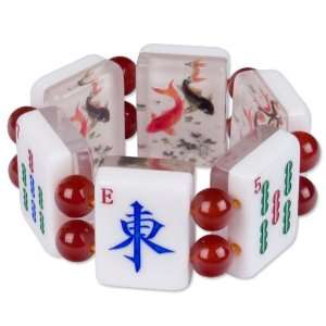   Koi Tile and Amber Classic Mahjong Tile Bracelet Toys & Games