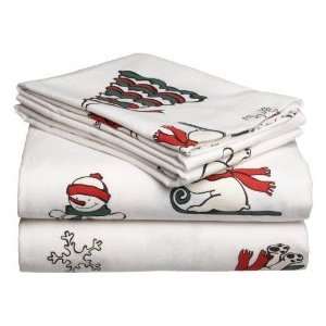  Pike Street Snowman Printed Flannel Twin Sheet Set 