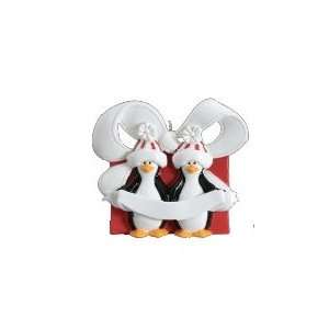  2341 Two Penguins with Christmas Gift Personalized 