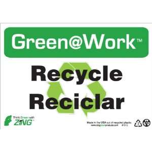 Zing Environmental Awareness Sign, Header Green at Work, Recycle 