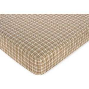   Zone Collection Fitted Crib Sheet   Plaid Print by JoJo White Baby