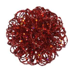  4.75 Sparkling Red Hot Curly Ball Christmas Ornament 