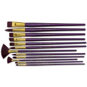  Royal Brush Firm Burgundy Taklon Paint Brush Set   12pc 