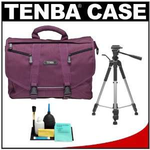  Camera / Laptop Bag   Large (Plum) + Tripod + Cleaning Kit for Canon 