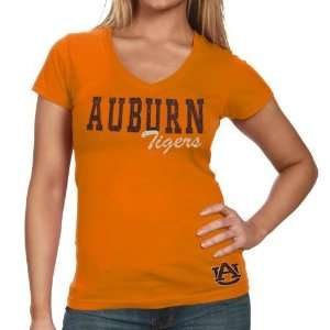 Auburn Tigers Ladies Orange Ace V Neck T shirt  Sports 