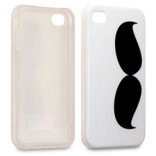 TPU GEL/RUBBER CASE FOR IPHONE 4S / IPHONE 4   MOUSTACHE  
