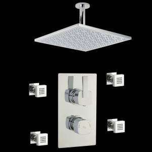 Arco Twin Concealed Thermostatic Shower Valve With Diverter, Square 