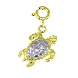  14kt Two Tone Gold Turtle Pendant Jewelry