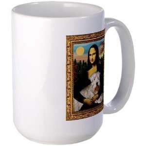 Mona Lisa and Wheaten Terrier Pets Large Mug by   