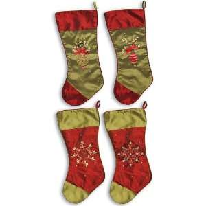  Red & Gold Embroidered Stockings
