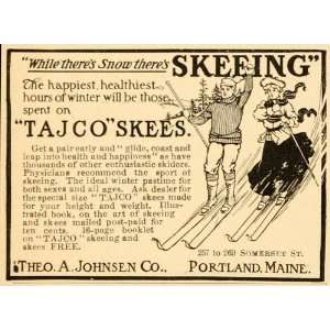   Vintage Ad Tajco Skis Skiing Theo A. Johnsen ME   Original Print Ad