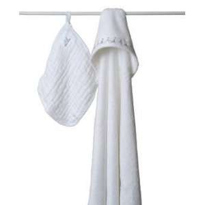  Water Baby Hooded Towel & Washcloth Set in White Baby