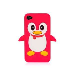  Red 3D Penguin Cartoon Silicone Case Cover Skin for iPhone 