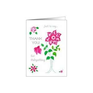  Thank You for Babysitting Card   Pink Flowers Card Health 